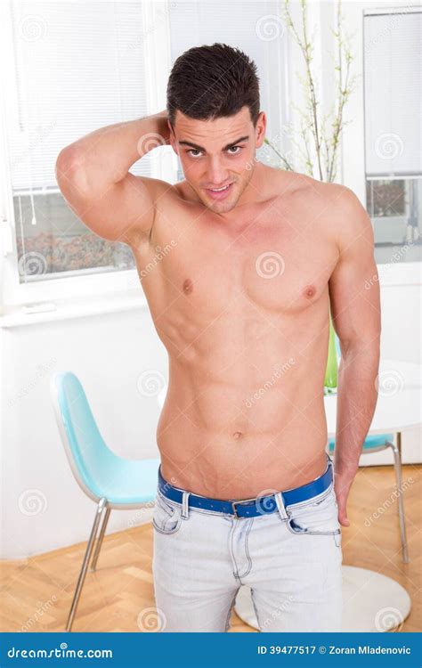 Handsome Man In Jeans With Naked Torso Stock Image Image Of Male Erotic