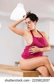 Seductive Naked Latina Apron Sits On Stock Photo Shutterstock