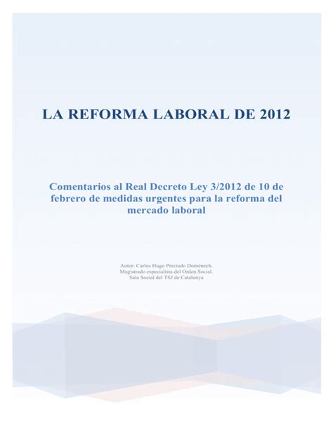 La Reforma Laboral De 2012