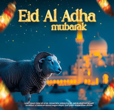 Premium Psd Psd Eid Al Adha Mubarak For Social Media Post With Sheep