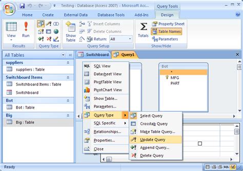 Ms Access Update Query That Updates Values In One Table With