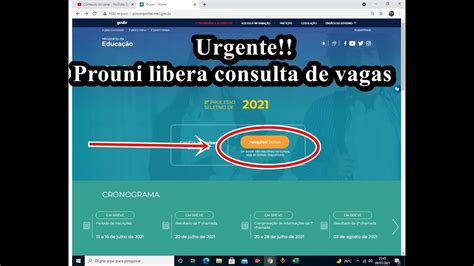 Urgente Prouni Libera Consulta De Vagas No Site Youtube