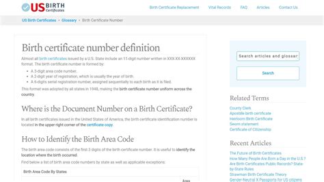 Birth Certificate Number