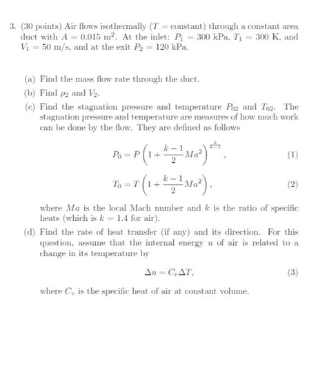 Solved Air Flows Isothermally T Constant Through A Chegg