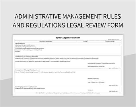 Administrative Management Rules And Regulations Legal Review Form Excel