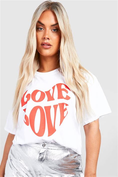 Plus Love Chest Printed Oversized T Shirt Boohoo Uk