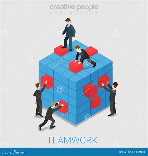 Teamwork Project Collaboration Flat 3d Isometric Vector Stock Vector