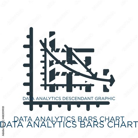 Data Analytics Bars Chart With Descendant Line Vector Icon Data