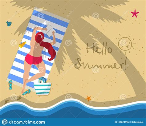 Opini n Superior La Mujer Joven En Bikini Rojo En La Playa Stock de ilustración Ilustración de