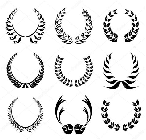 Laurel Wreath Symbol Set Stock Vector Helioshammer