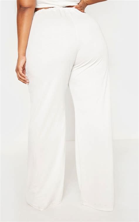 Plus Cream Woven Wide Leg Trouser Prettylittlething Ire