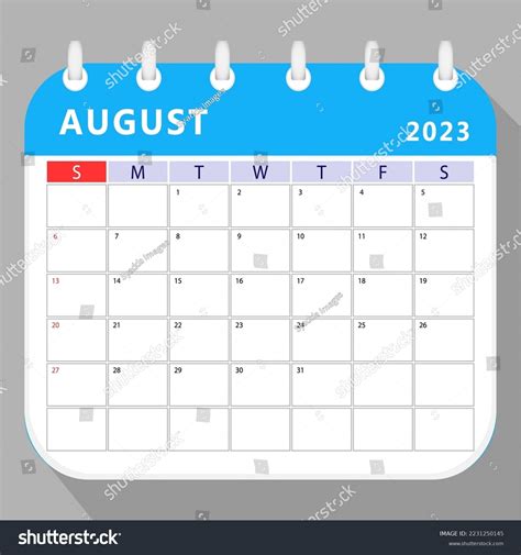 August 2023 Calendar Planner Template Vector Stock Vector (Royalty Free ...