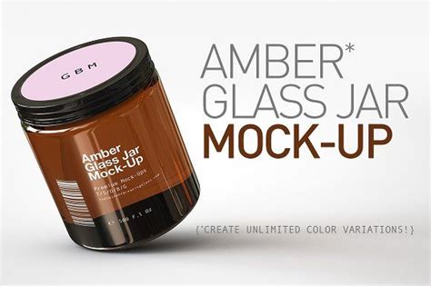 Elegant Amber Glass Jar Mock Up