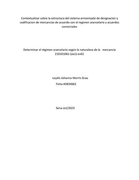 Contextualizar Sobre La Estructura Del Sistema Armonizado De