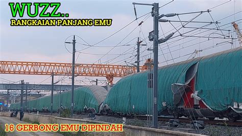 RANGKAIAN PANJANG 2 Trainset EMU Pindah Jalur Di Stasiun Tegalluar