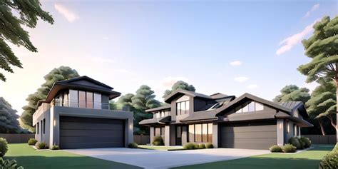 Premium AI Image | a modern house with a driveway in front of it