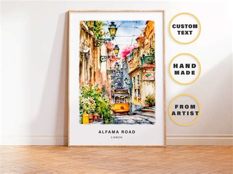 Digital Art Print Alfama Roud Watercolor Painting Personalized Gift