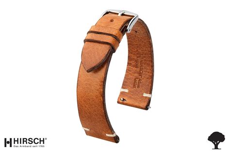 Gold Brown HIRSCH Vintage Leather Watch Strap Quick Release Bars