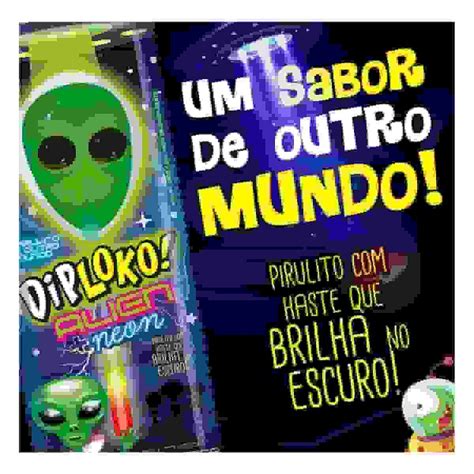 Pirulito DipLoko Alien Neon 30 Unidades Mercadoce Mercadoce