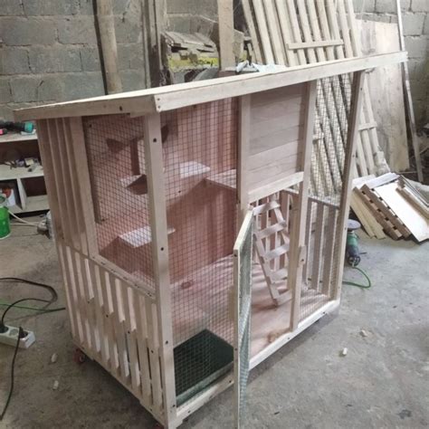 Jual KANDANG KUCING KAYU TINGKAT SUDAH DENGAN RUMAH PLAYGROUND DAN