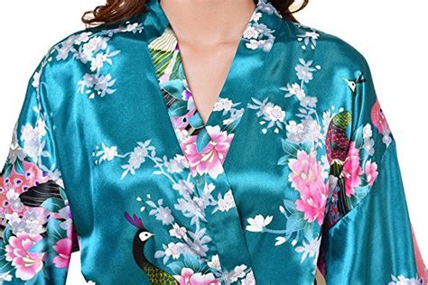 Peacock And Blossoms Silk Kimono Robe