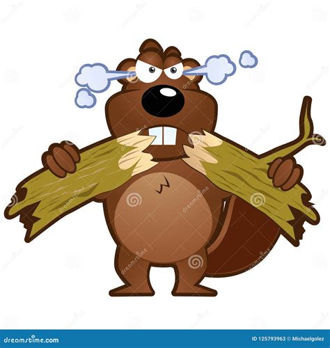 Angry Cartoon Beaver Mascot Character Illustration Stock Illustration