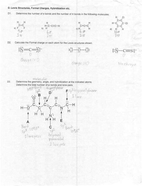 Solved D Lewis Structures Formal Charges Hybridizati