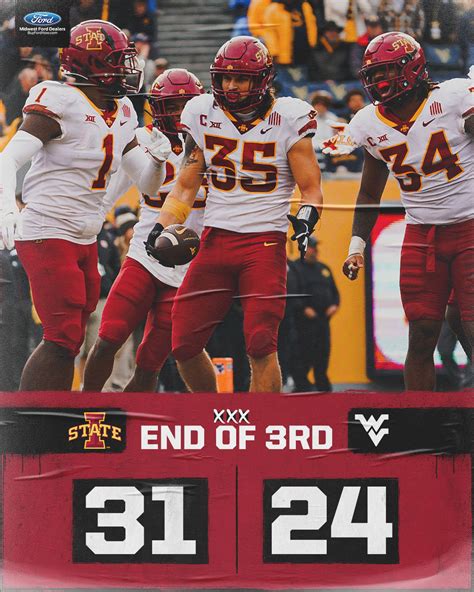 Cyclone Football on Twitter: "End of the 3rd Q in Morgantown. 🌪️🚨🌪️ ...