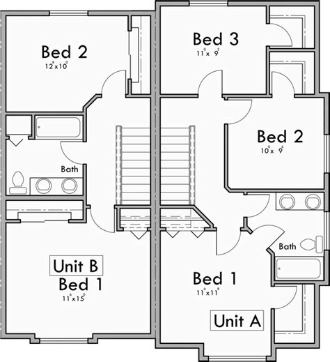 3 Story 4 Plex Housing Plan With 23 Bedrooms 4 Single Car Garages