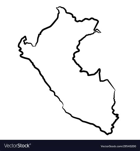 Peru Map From Contour Black Brush Lines Royalty Free Vector