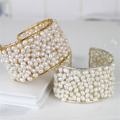 Bridal Pearl Cuff Bracelet By Bish Bosh Becca Notonthehighstreet