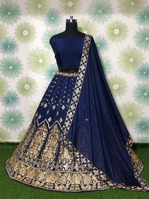 Buy Navy Blue Mirror Work Lehenga Choli At Ethnicplus For ₹1849