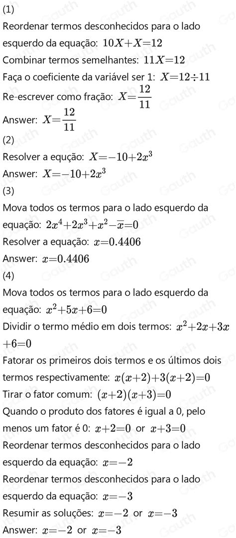 Solved 6 Assinale A Alternativa Cuja Equacao É De 29 Grau A 10x 12