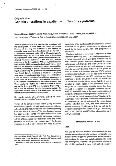 (PDF) Genetic alterations in a patient with Turcot's syndrome