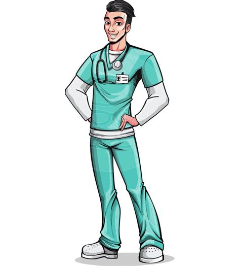 Pop Art Style Male Nurse Cartoon Character Graphicmama In