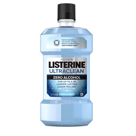 Listerine Ultraclean Zero Alcohol Tartar Mouthwash Arctic Mint 1 L