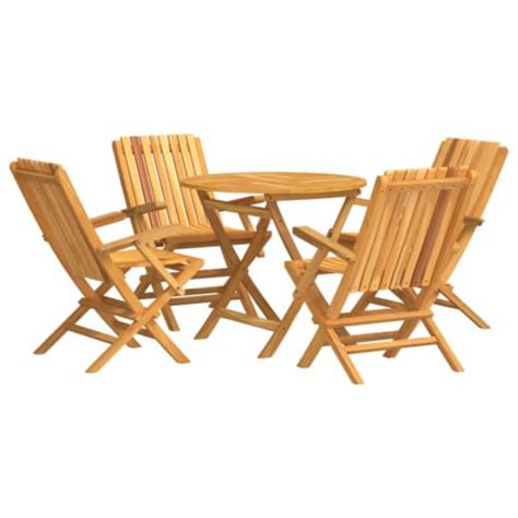 VidaXL 5 Piece Patio Dining Set Solid Wood Teak 33 5 X33 5 X29 9