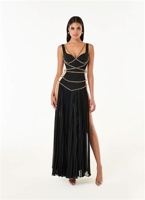 Black Simona Black Chain Maxi Dress Azazie