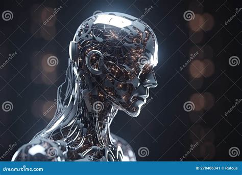 D Rendering Artificial Intelligence Ai Research Of Robot And Cyborg