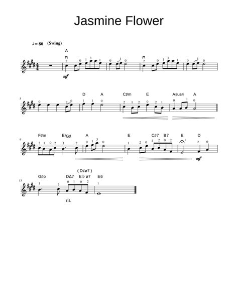 Jasmine Flower Sheet Music For Violin Solo