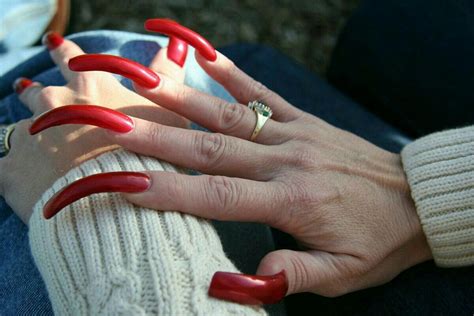 Pin By Enticing On Long Nails Long Nails Red Nails Long Red Nails