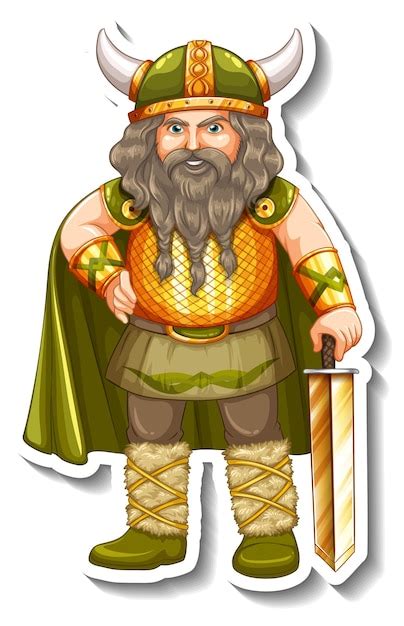 Modelo De Adesivo Personagem De Desenho Animado De Guerreiro Viking