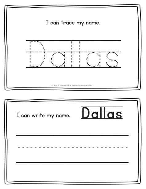 Dallas Name Printables For Handwriting Practice A To Z Teacher