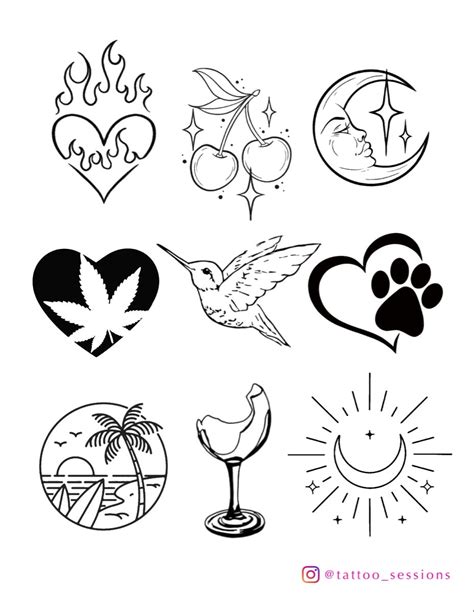 Tattoo Flash Sheet Cool Art Design Basic Tattoos Beginner Tattoos