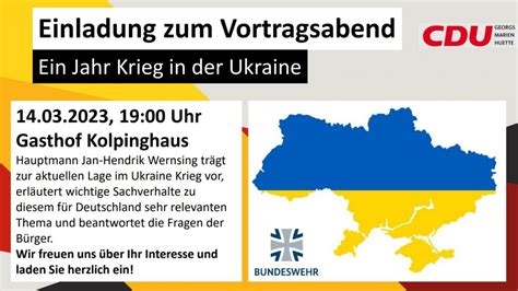 Einladung Zum Vortragsabend Ein Jahr Krieg In Der Ukraine Cdu