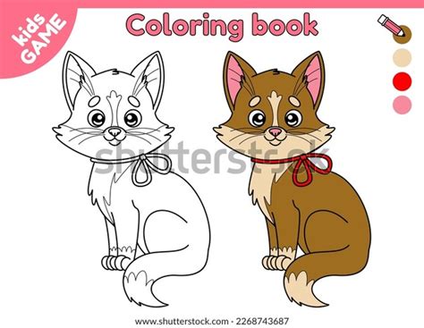 Cat Outline Colorful Cat Page Coloring Stock Vector (Royalty Free ...