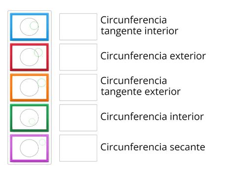 Posiciones Relativas De Circunferencias Une Las Parejas