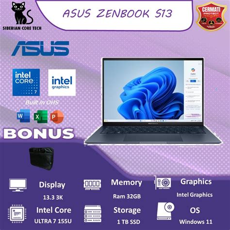 Jual Asus Zenbook S13 Oled Ux5304ma Ultra 7 155u 32gb 1tb W11 Ohs 13 3