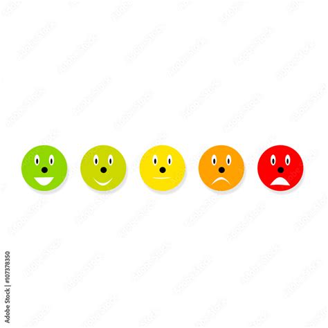 Fünf Smileys Farbig Stock Vektorgrafik Adobe Stock