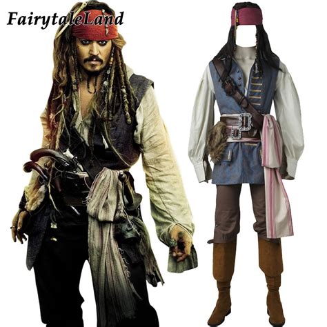 Captain Jack Sparrow Costume Cosplay Pirates Of The Caribbean Jack